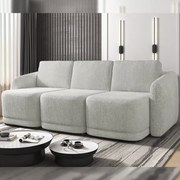 Sofá Cama Modulado Retrátil e Reclinável Decorativo Varsóvia 246cm Bouclê Cinza G33 - Gran Belo