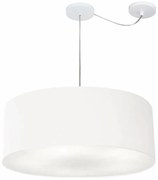 Lustre Pendente Cilíndrico Com Desvio Md-4266 Cúpula em Tecido 60x21cm Branco - Bivolt
