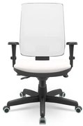 Cadeira Brizza Presidente Tela Assento Vinil Eco Branco Base Standard Regulagem Slider - 74829 Sun House