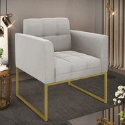 Poltrona Elisa Veludo Base Metálica Industrial Dourado D03 - D'Rossi - Cinza