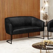 Sofá 2 Lugares Namoradeira Industrial Preto Stella Sintético PU D03 - D'Rossi - Preto