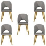 Kit 5 Cadeiras Decorativas Sala de Jantar Madeira Maciça Hadassa Linho Cinza/Freijó G13 - Gran Belo