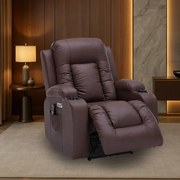 Poltrona do Papai Elétrica Reclinável Austin com Massagem Aquecimento entrada USB/USB-C PU Marrom Chocolate G94 - Gran Belo