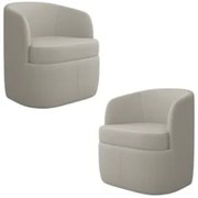 Kit 2 Poltronas Giratória Decorativa para Sala Dandara Z08 Boucle Bege