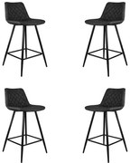 Kit 4 Banquetas Decorativas Magé PU Matelassê c/Apoio para os Pés Base em Aço Cinza G56 - Gran Belo