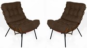 Kit 2 Poltrona Decorativa Costela Suede Marrom