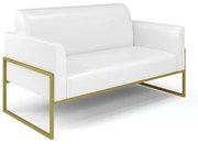 Sofá Namoradeira Base Industrial Alta Dourado Marisa Corano D03 - D'Rossi - Branco