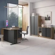 Escrivaninha em L Armário e Balcão Rael Mel/Grafite F10     - Mpozenat