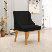 Kit 5 Cadeiras Decorativas Sala de Jantar Base Fixa de Madeira Firenze Linho Preto/Castanho G19 - Gran Belo