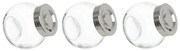 Kit 3 Porta Temperos Em Vidro Com Tampa Metálica Prata 170ml F04 - D'Rossi
