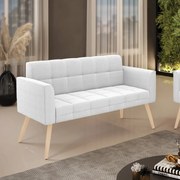 Sofá Namoradeira 2 Lugares Pé Palito Natural Elisa Bouclê D03 - D'Rossi  - Off White