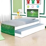 Cama Solteiro Infantil Com Auxiliar 188x88cm Futebol K06 - Mpozenato
