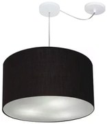 Lustre Pendente Cilíndrico Com Desvio De Centro Md-4167 Cúpula em Tecido 60x30cm Preto - Bivolt