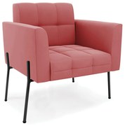 Poltrona Pé de Ferro Preto para Sala Elisa Suede D03 - D'Rossi - Rose