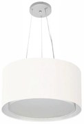 Lustre Pendente Cilíndrico Duplo Md-4123 Cúpula em Tecido 40x25cm Branco - Bivolt
