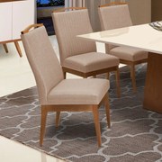 Conjunto 8 Cadeiras Sala de Jantar Lara Linho/Poliester Marrom