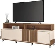 Rack Bancada de TV 70 Pol 180cm Analu H01 Castanho/Off White - Mpozena