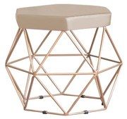 Puff Decorativo Base Gold Elsa Veludo Bege G41 - Gran Belo
