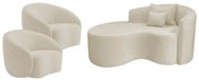 Kit Recamier Curvo Sala de Estar Inglaterra 150cm Lado Esquerdo e 2 Poltronas Orgânica Luxo Amore Bouclé