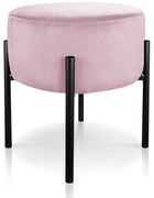 Puff Banqueta Decorativo Industrial Preto Iron Suede - Rosa Bebê