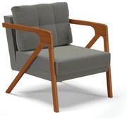 Poltrona Melissa Suede Base de Madeira Castanho D03 - D'Rossi - Grafite