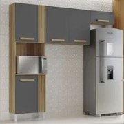 Armário de Cozinha 210cm Com Tampo Hanna Atacama/Grafite A15  - Mpozen