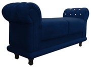 Recamier Barcelona Namoradeira Calçadeira Suede Azul Marinho com strass D'Rossi