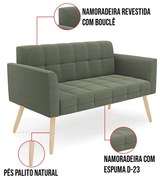 Namoradeira e 2 Poltronas Pé Palito Natural Elisa Bouclê D03 - D'Rossi  - Verde Pistache