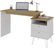Mesa Escrivaninha Industrial 2 Gavetas Lux A06 Olmo/Branco   - Mpozena