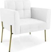 Poltrona Para Sala Pés Metálicos Dourado Ana Sintético Branco - Ibiza