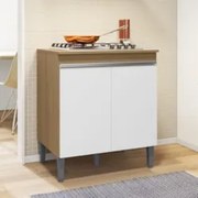 Balcão de Cozinha Para Cooktop 79cm Andréia Amêndoa/Branco   - AJL Móv