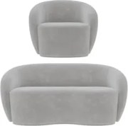 Sofá 2 Lugares Living 160cm e 1 Poltrona Giratória Garbin Z08 Veludo C