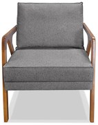 Poltrona Decorativa De Luxo Frida Linho Cinza G63 - Gran Belo