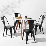 Conjunto Mesa Square Redonda Branco Fosco - 88cm + 4 Cadeiras Tolix - Ferrugem Vintage