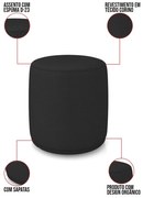 Puff Redondo Orgânico para Sala kit 2 Malu Sintético M11 - D'Rossi - Preto