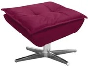 Puff Decorativo Sala de Estar Base Giratória Cromada Opla Suede Bordô