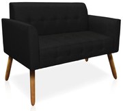 Poltrona Namoradeira Decorativa Pés Palito Karen Linho Preto G19 - Gran Belo