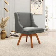 Cadeira de Jantar Liz Suede Grafite Base Madeira MM35 D03 - D'Rossi