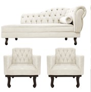 Kit Diva Recamier Diana 120cm Lado Esquerdo e 2 Poltronas Classic Corano - ADJ Decor