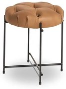 Puff Oregon Assento Couro Caramelo Base Preto - 68537 Sun House