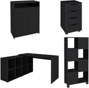 Conjunto Escritório Home Office 4 Peças Mity A06 Preto - Mpozenato