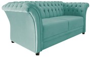 Namoradeira Chesterfield Sofia Suede Azul Tiffany - ADJ Decor