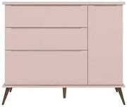 Cômoda Infantil 1 Porta 3 Gavetas 100% MDF Pés Retrô Melinda Rosê - Ph