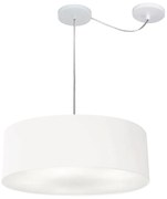 Lustre Pendente Cilíndrico Com Desvio Md-4222 Cúpula em Tecido 45x15cm Branco - Bivolt