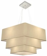 Lustre Pendente Triplo Quadrado Md-4382 Cúpula em Tecido Bege