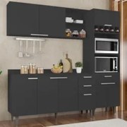 Armário de Cozinha Com Tampo CP02 210cm Pérola Preto Z34      - Mpozen