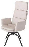 Poltrona Zurique Estofada Creme Pés Aço Carbono Preto - 69212 Sun House
