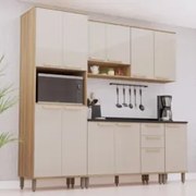 Armário Cozinha 5 Peças CP02 Com Tampo Nádia Mocca/Avelã L01 - Mpozena