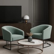 Poltrona Decorativa Industrial Preto Kit 2 Stella Cotelê Ext/Veludo D03 - D'Rossi - Menta
