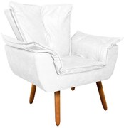 Poltrona Sala de Estar Pé Palito de Madeira Opala Corano - Branco